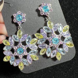 Modern Bomb Party Statment Snowflake Earrings Studs Sparkly CZs!